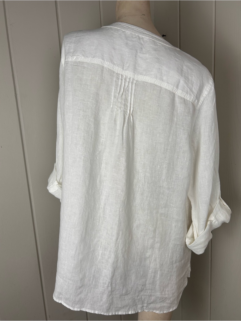 New Talbots Linen Top 1X White Button Front Tunic Blouse Plus Size Lightweight - Picture 4 of 6